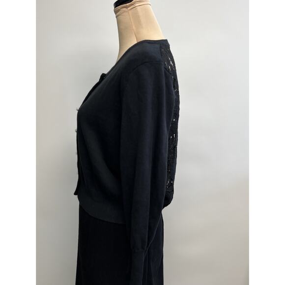 Karl Lagerfeld Paris Black Lace Back Women's XL Pearl Buttons Retro Elegant New - Picture 3 of 10